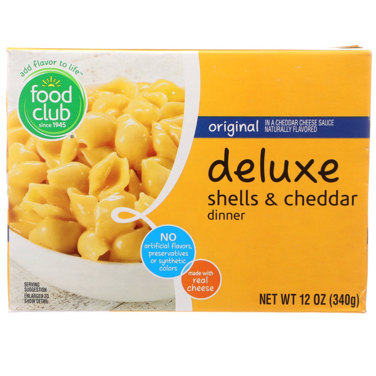 slide 8 of 9, Food Club Deluxe Shells Cheddar Dinner Original, 12 oz