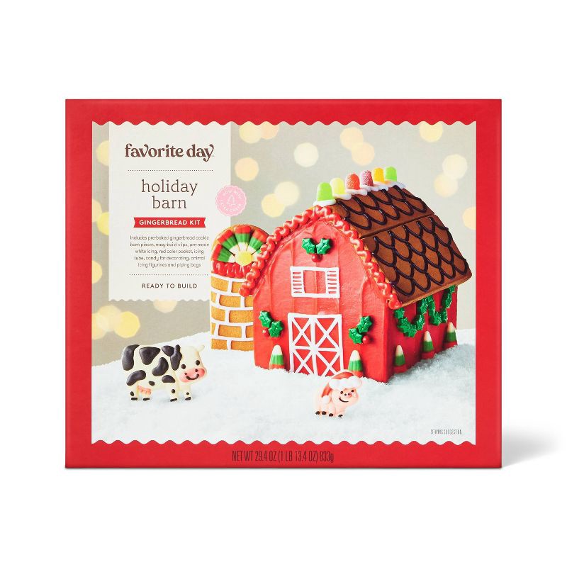 slide 1 of 5, Christmas Barn Gingerbread House Kit - 31.18oz - Favorite Day™, 31.18 oz