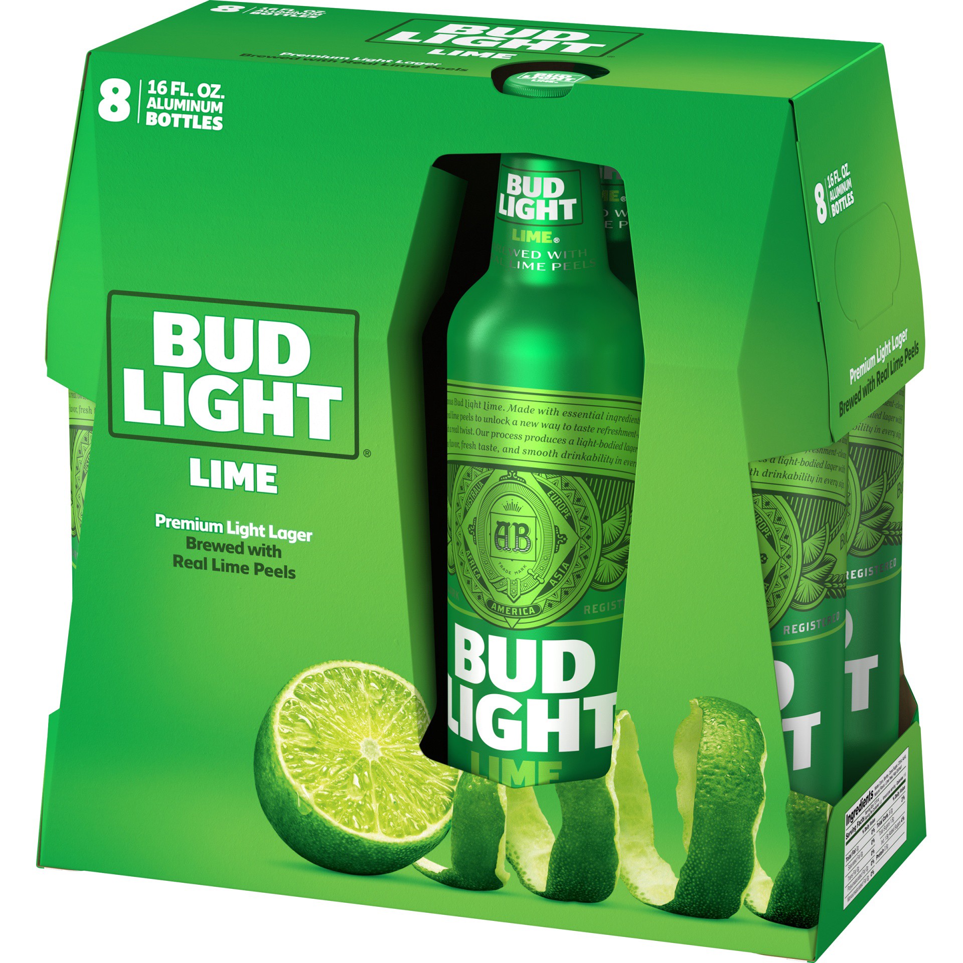 slide 3 of 3, Budweiser Bud Light Lime, 8 bottles / 16 fl oz