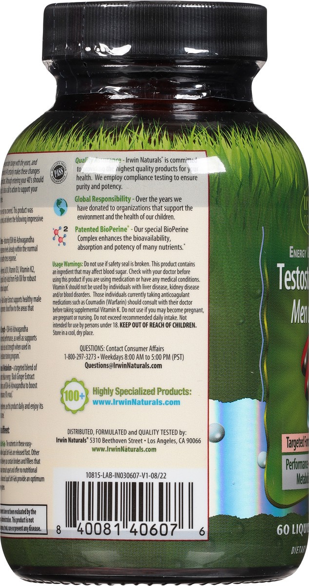 slide 7 of 9, Irwin Naturals Men over 40 Testosterone UP 60 Softgels, 1 ct