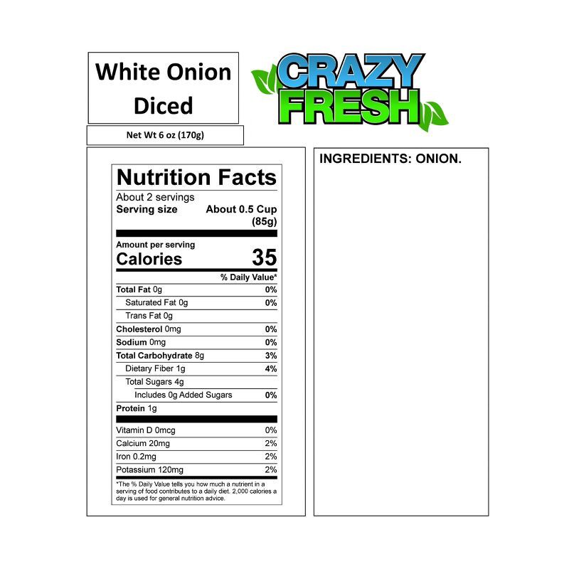 slide 5 of 6, Crazy Fresh Diced White Onion - 6oz, 6 oz