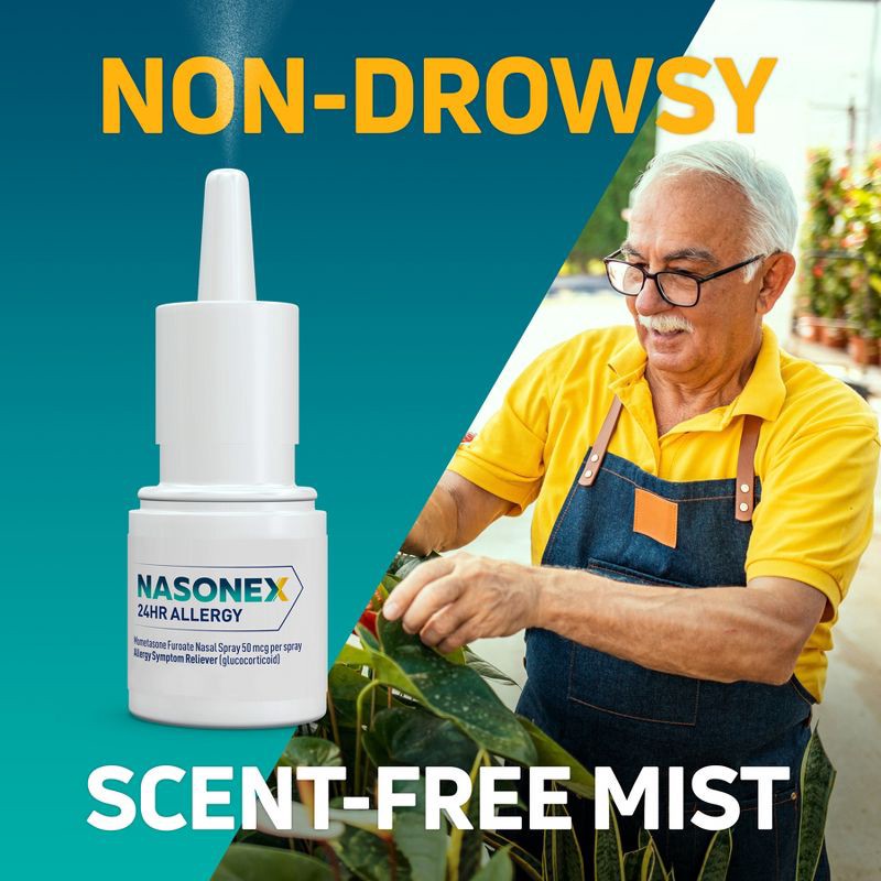 slide 3 of 7, Nasonex 24HR Non Drowsy Mometasone Furoate Allergy Medicine Nasal Spray - 120 Sprays, 1 ct