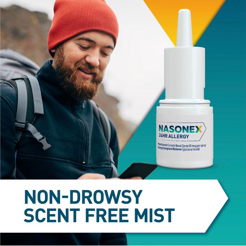slide 6 of 7, Nasonex 24HR Non Drowsy Mometasone Furoate Allergy Medicine Nasal Spray - 120 Sprays, 1 ct
