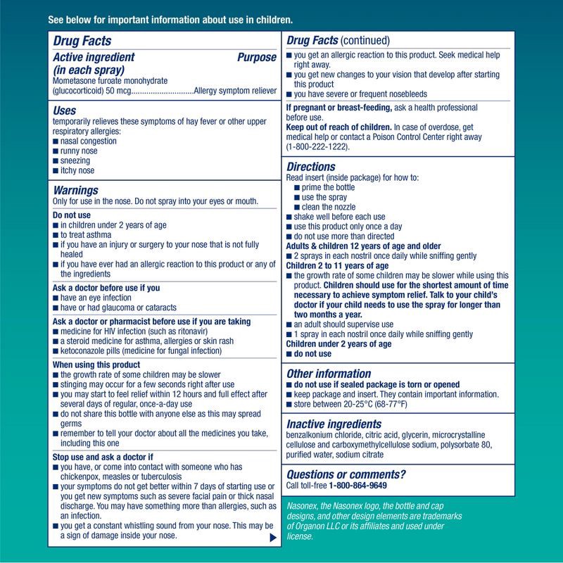 slide 6 of 7, Nasonex 24HR Non Drowsy Mometasone Furoate Allergy Medicine Nasal Spray - 60 Sprays - 0.34 fl oz, 0.34 fl oz