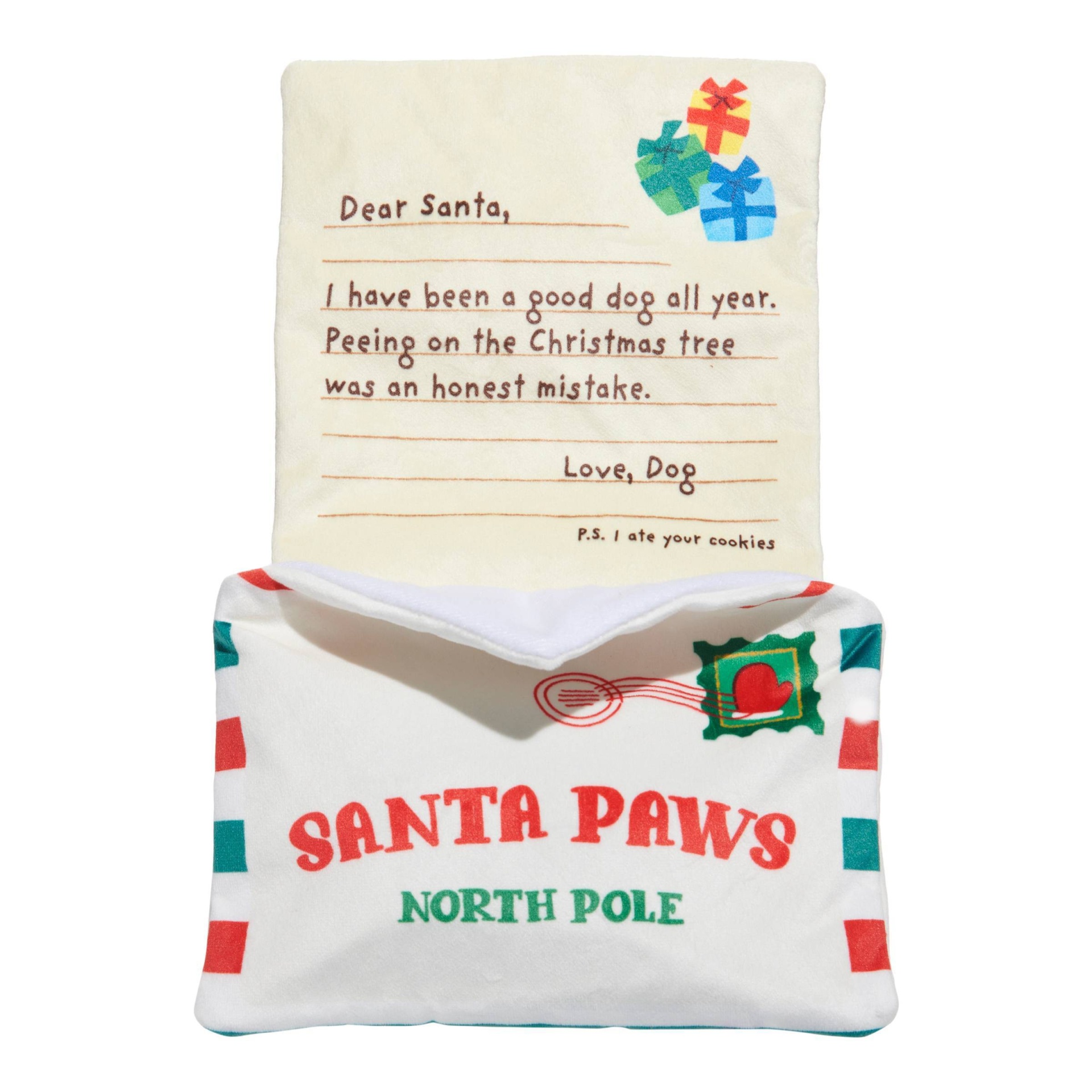 slide 1 of 6, BARK Letter to Santa Paws Dog Toy, 1 ct