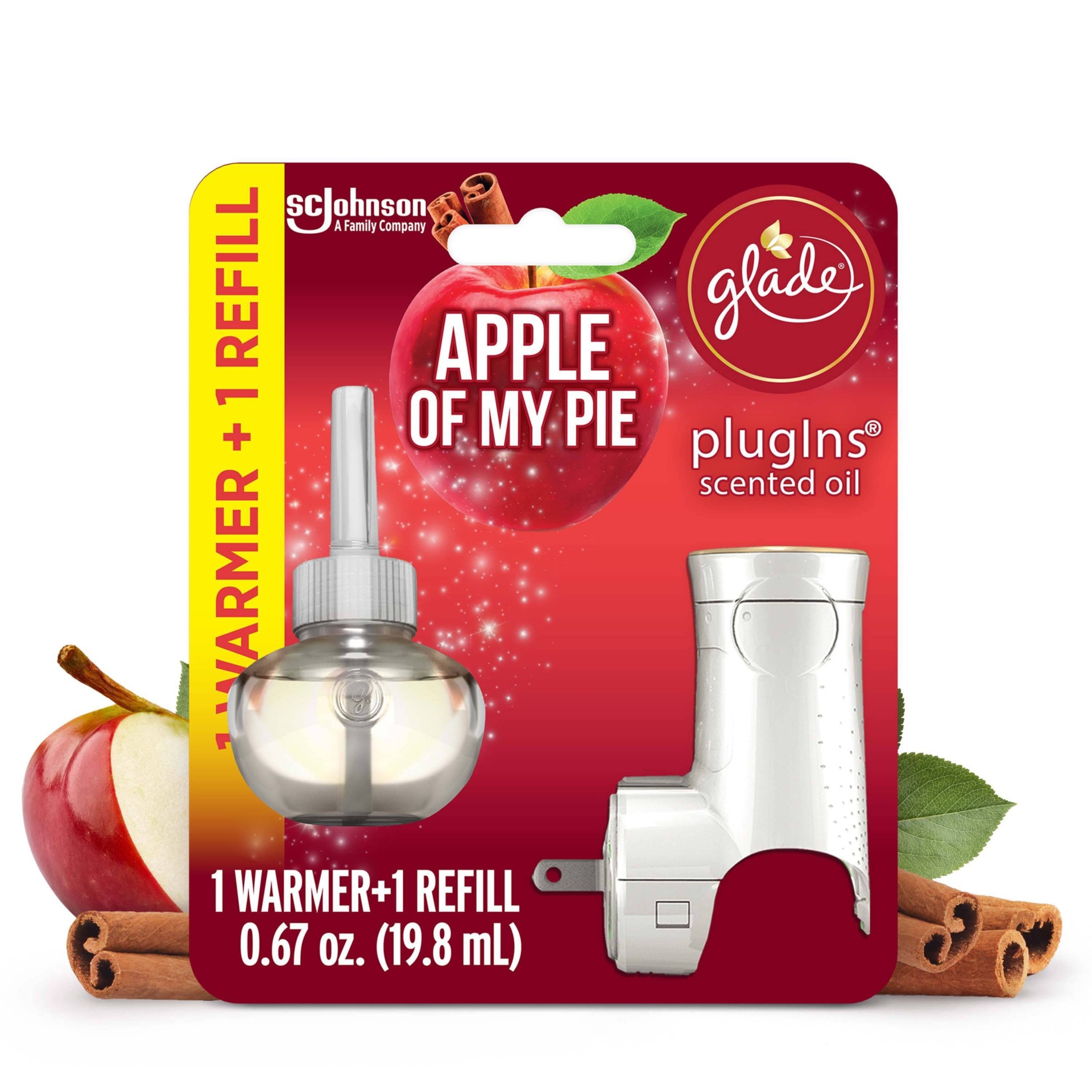 slide 1 of 9, Glade PlugIns Scented Oil Air Freshener Apple of My Pie Starter Kit - 0.67oz/1 Warmer, 0.67 oz