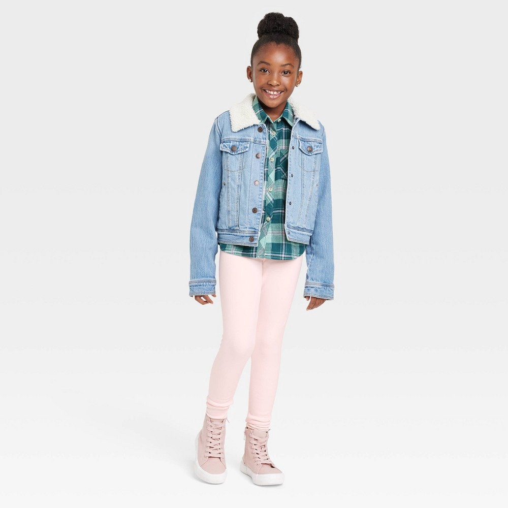 slide 3 of 3, Girls' Cozy Lined Leggings - Cat & Jack Light Pink XS, 1 ct