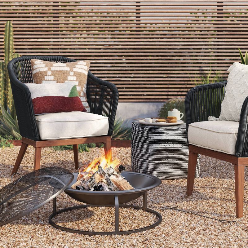 slide 2 of 4, 23" Wood Burning Fire Pit with Spark Screen - Room Essentials™, 1 ct