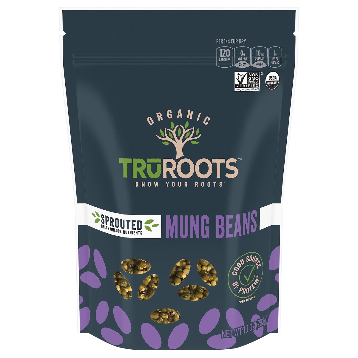 slide 1 of 11, truRoots Organic Sprouted Mung Beans, 10 Ounces, Certified USDA Organic, Non-GMO Project Verified, 10 oz