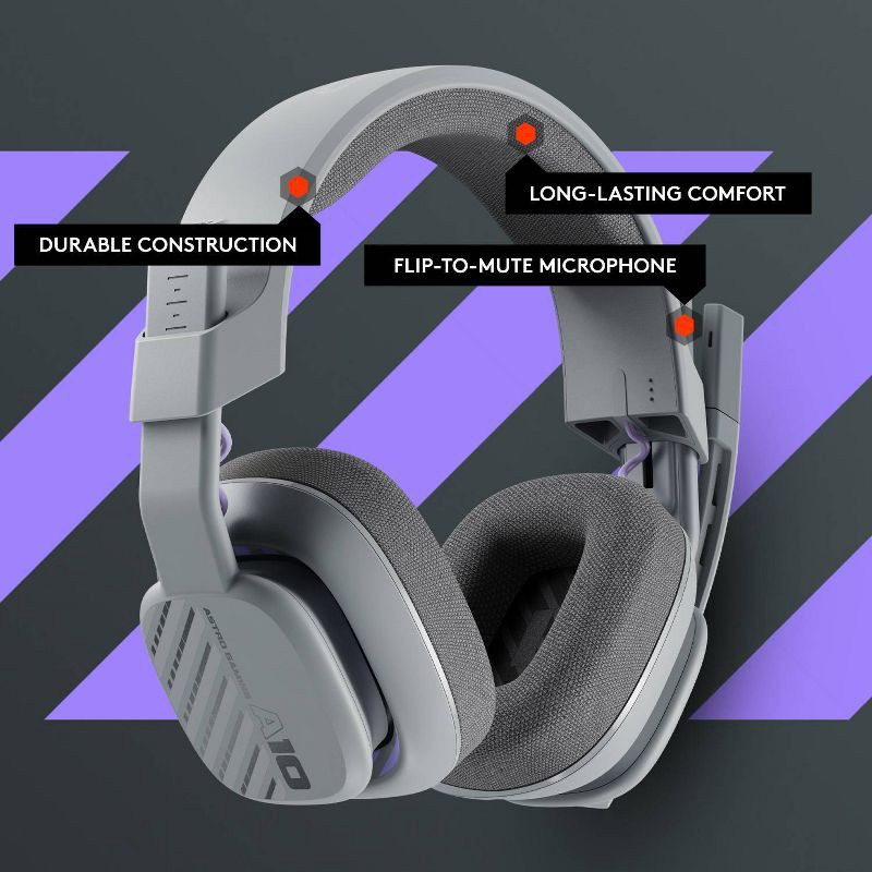 slide 8 of 9, Astro A10 Wired Gaming Headset for PC - Gray: Lightweight, Adjustable, 3.5mm Jack, 1 ct