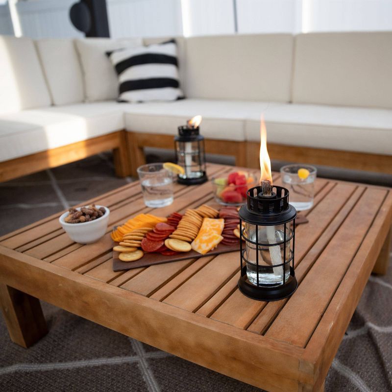 slide 2 of 7, TIKI Table Top Round Lantern: Outdoor Glass Oil Lamp, Fiberglass Wick, No Assembly Required, 1 ct