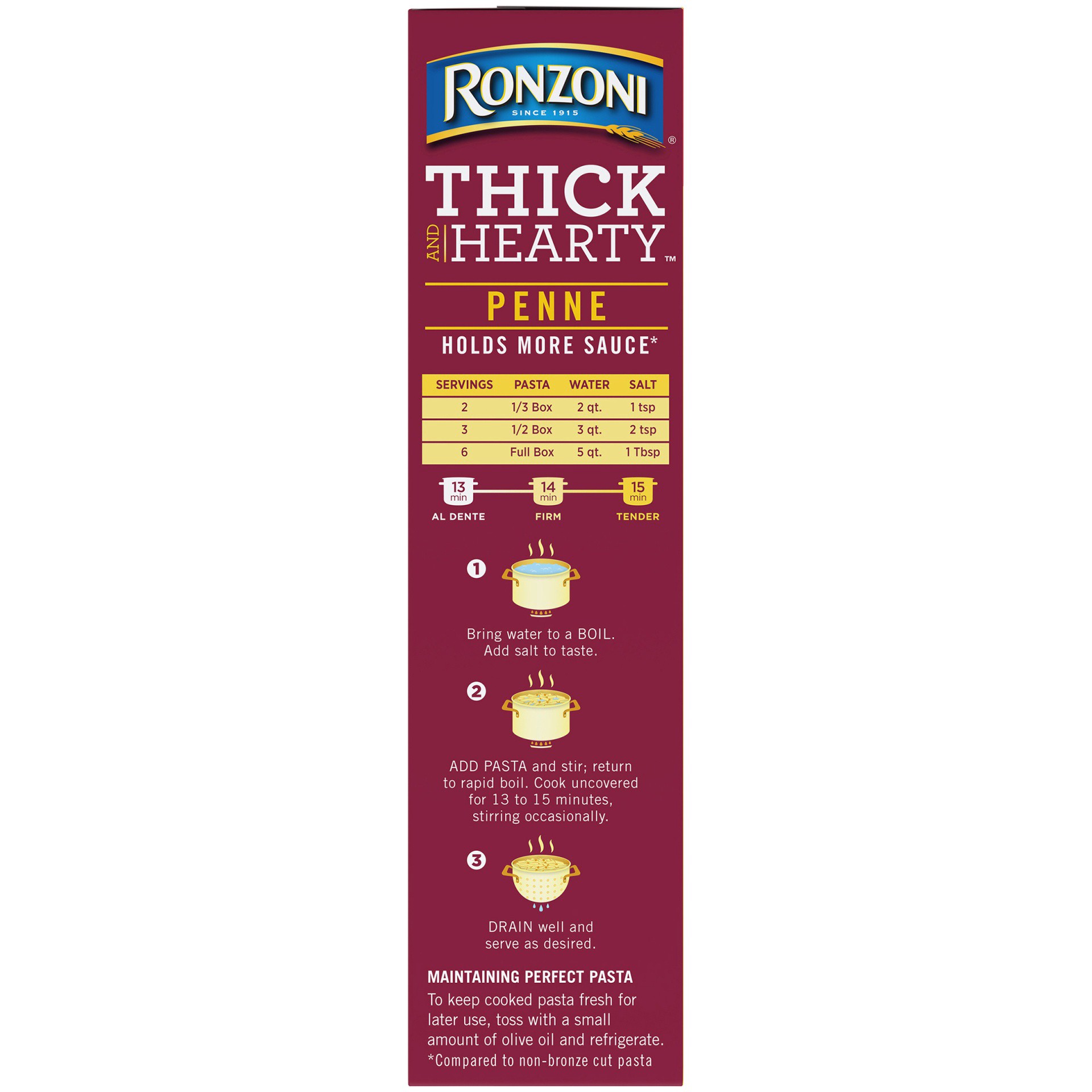 slide 3 of 8, Ronzoni Thick And Hearty Penne Paste, 12 oz