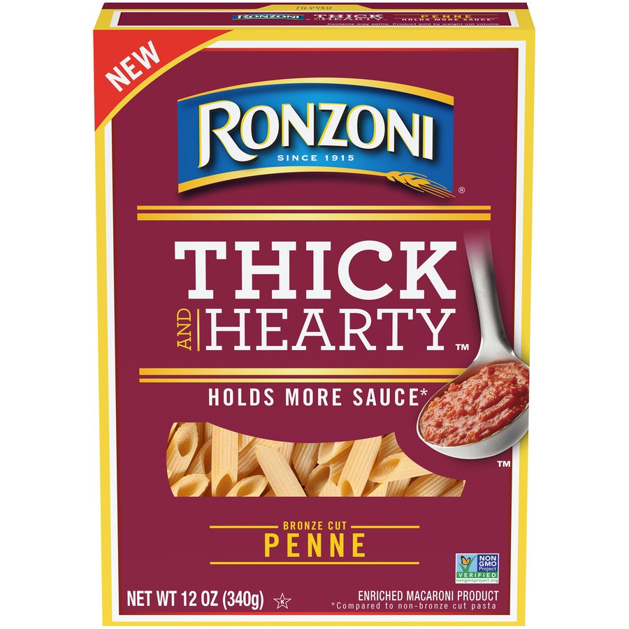 slide 1 of 8, Ronzoni Thick And Hearty Penne Paste, 12 oz