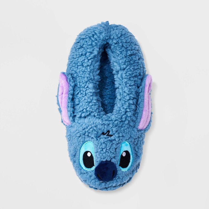 slide 3 of 5, Disney Women's Lilo & Stitch Fluffy Slipper Socks with Grippers - Blue S/M: Nonslip Polyester Liner, 1 ct