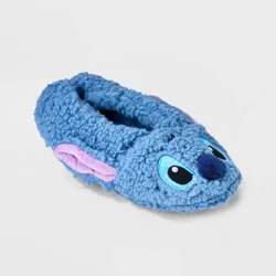 Disney Women's Lilo & Stitch Fluffy Slipper Socks with Grippers - Blue S/M: Nonslip Polyester Liner