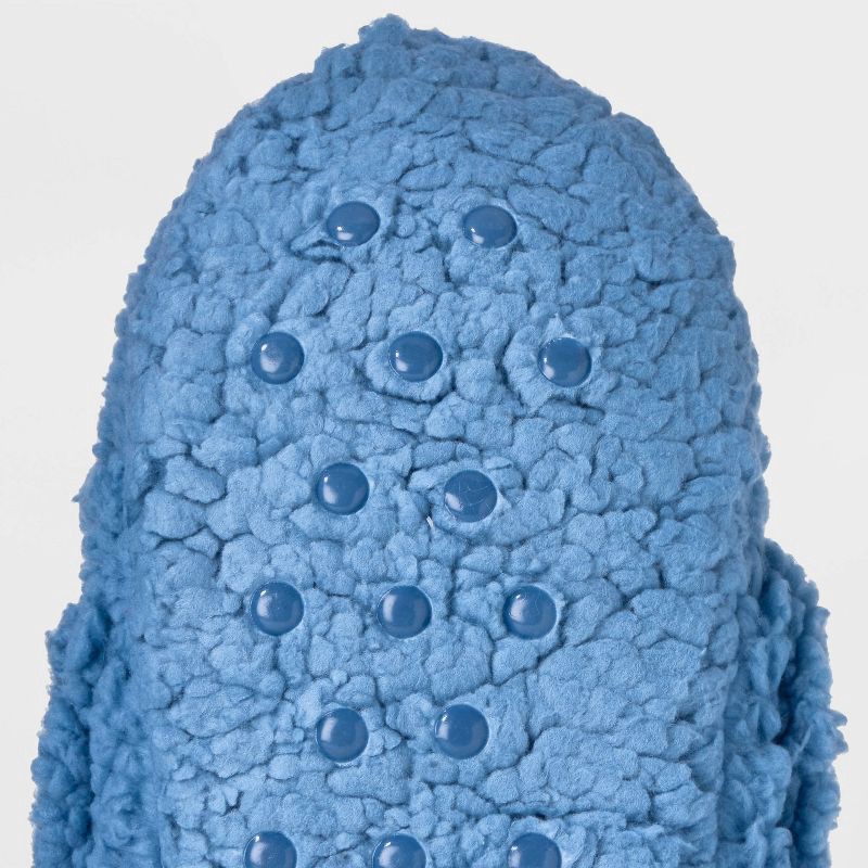 slide 5 of 5, Women's Lilo & Stitch Fluffy Slipper Socks with Grippers - Blue M/L: Disney Pull-On, Nonslip, Closed Round Toe, Polyester, 1 ct