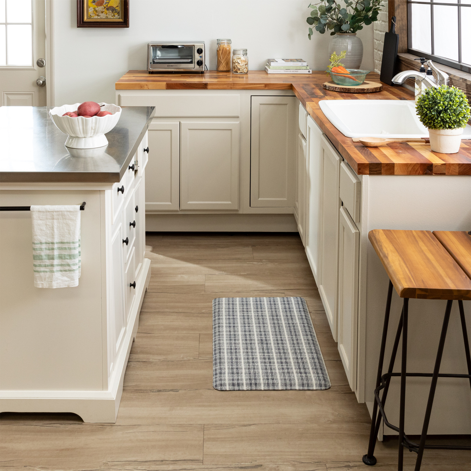 slide 1 of 4, Mohawk Ombre Jacquard Comfort Kitchen Mat Navy 18x30, 1 ct