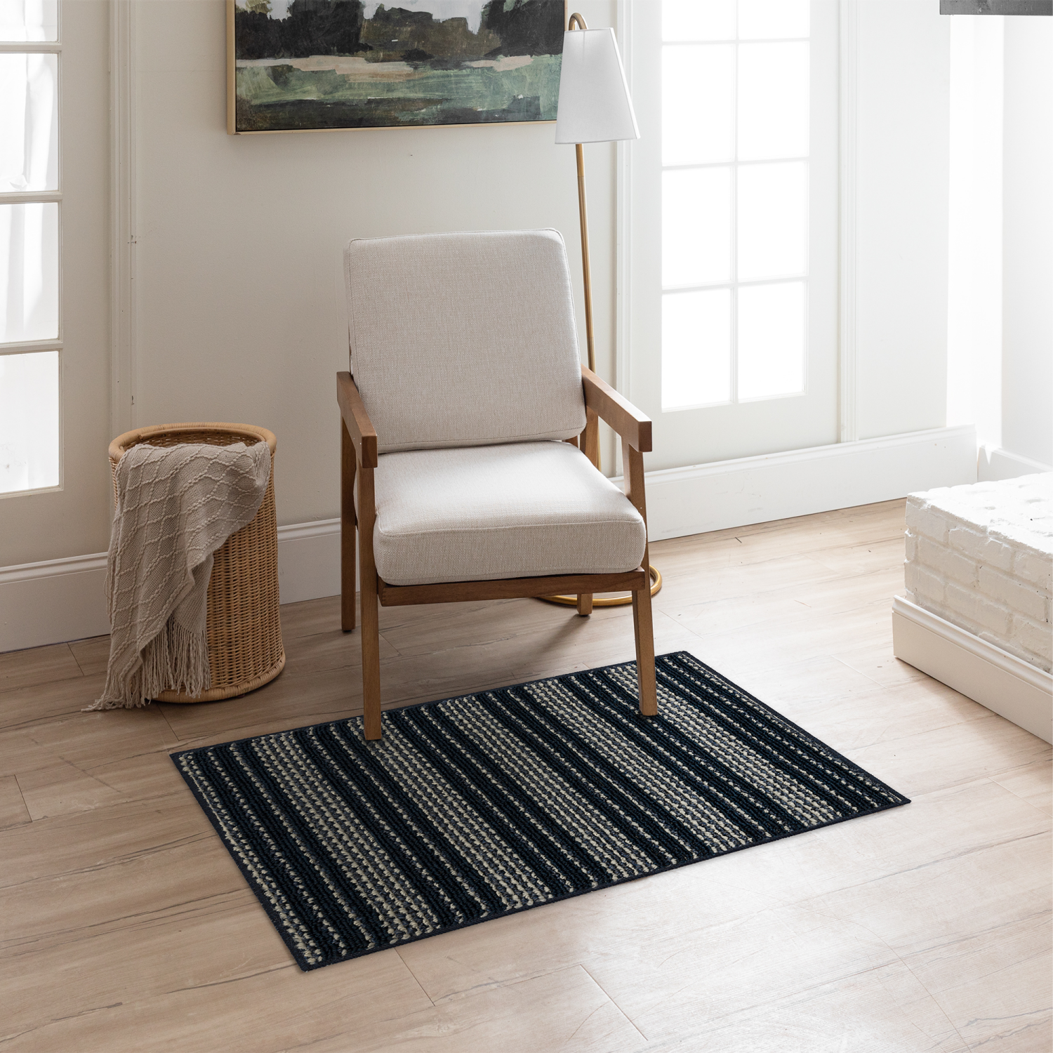 slide 1 of 4, Mohawk Tampico Stripe Navy 20x30, 1 ct