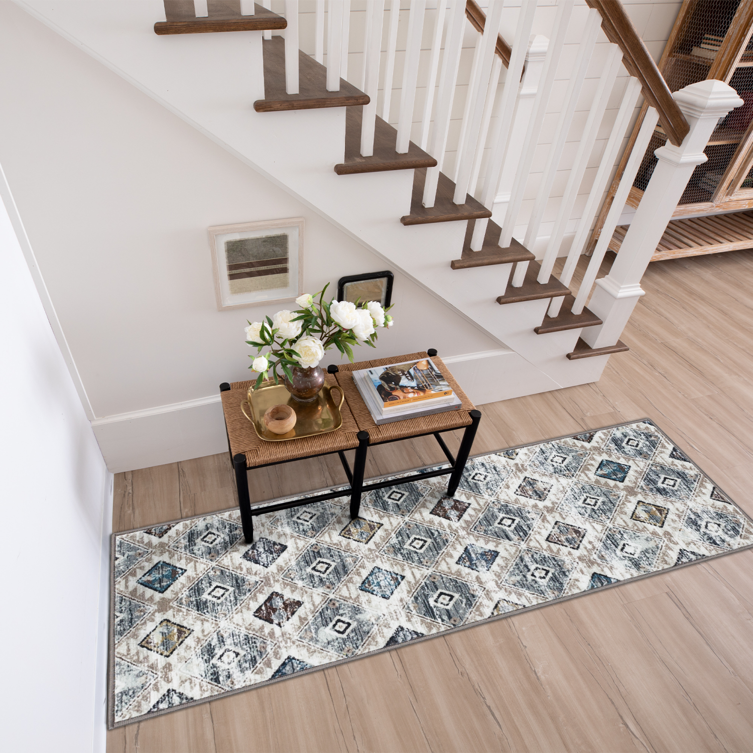 slide 1 of 4, Mohawk Grey Diamond Runner Rug 20x60, 1 ct