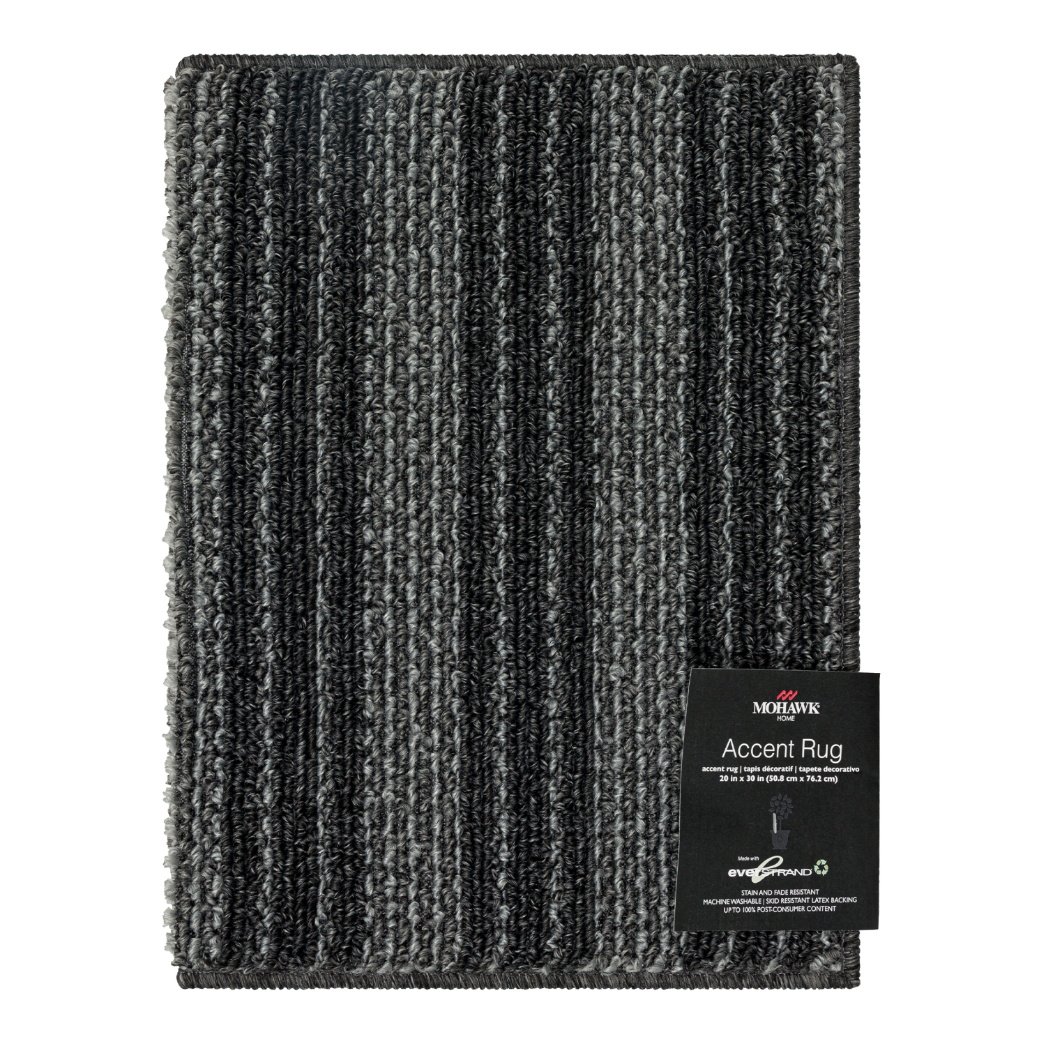 slide 2 of 4, Mohawk Tunica Stripe Charcoal Scatter 20x30, 1 ct