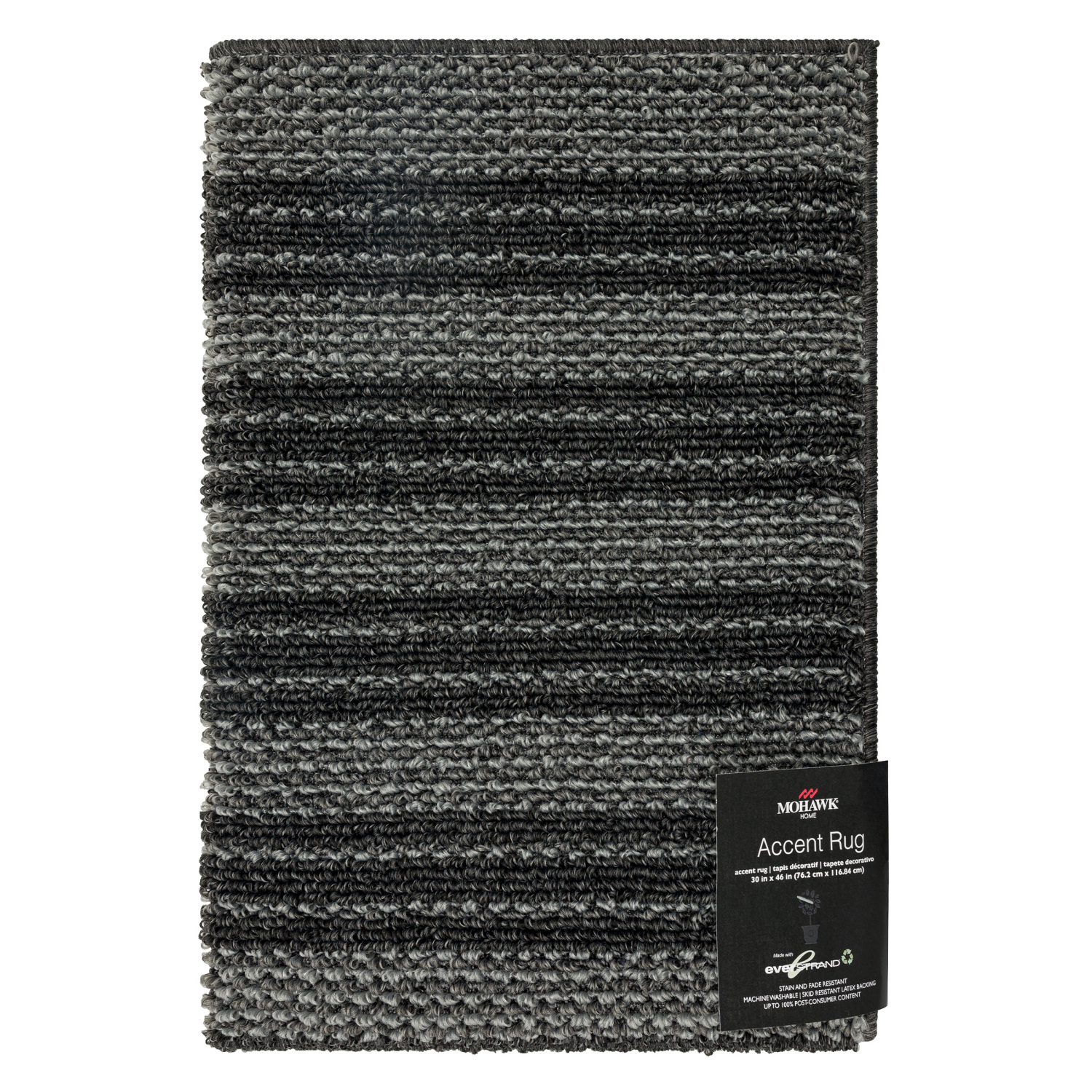 slide 2 of 4, Mohawk Tunica Stripe Charcoal Scatter 30x46, 30 x 46 