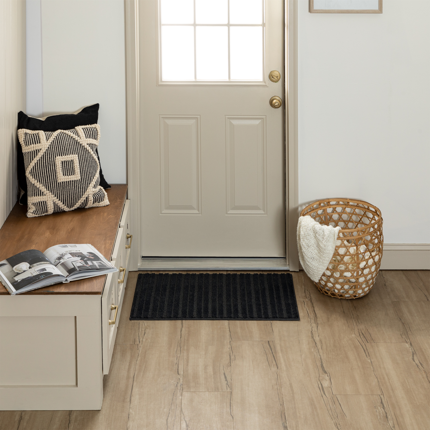 slide 2 of 3, Mohawk Enduring Stripe Scatter, 20in x 32in, Charcoal, 1 ct