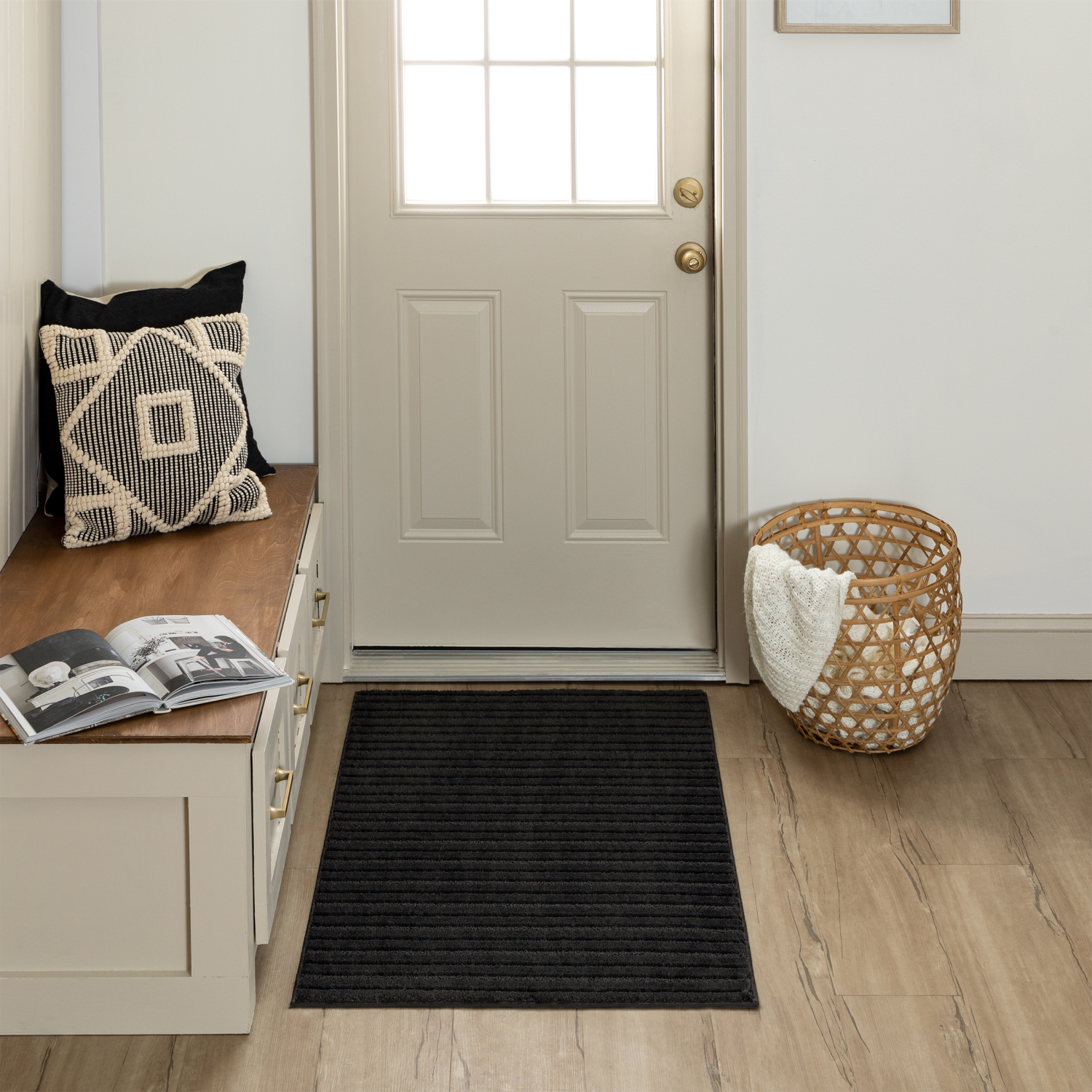 slide 2 of 3, Mohawk Enduring Stripe Scatter, 30in x 45in, Charcoal, 1 ct