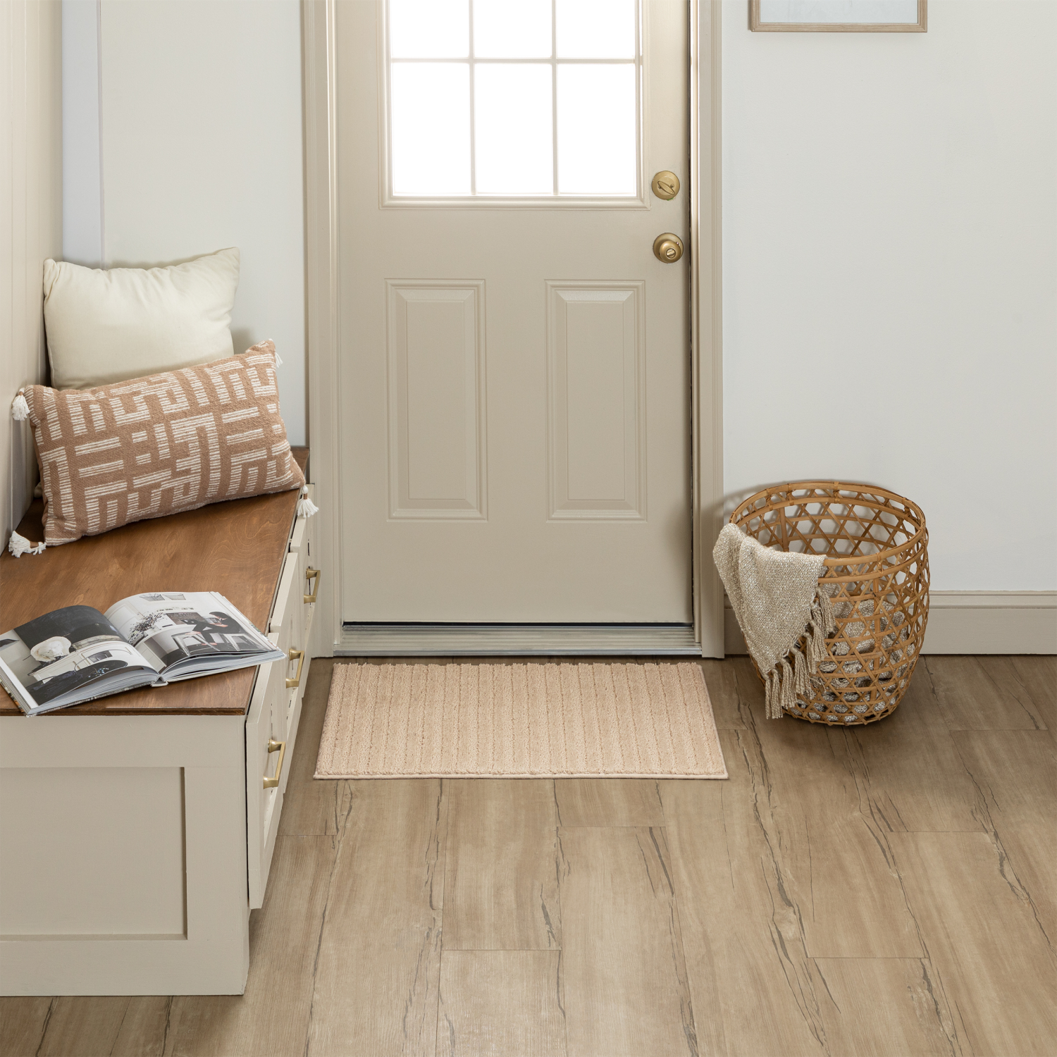 slide 2 of 3, Mohawk Enduring Stripe Scatter, 20in x 32in, Ivory, 1 ct