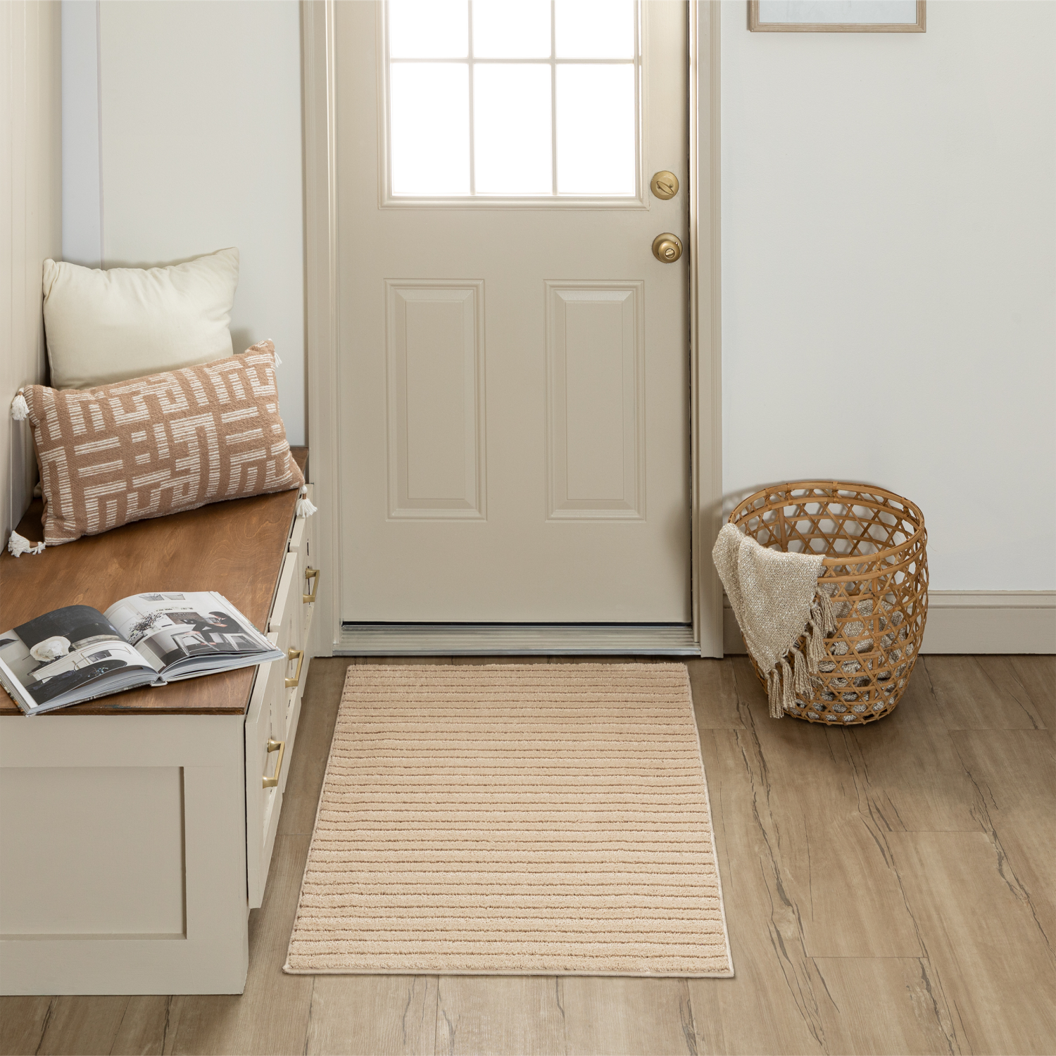 slide 2 of 3, Mohawk Enduring Stripe Scatter, 30in x 45in, Ivory, 1 ct