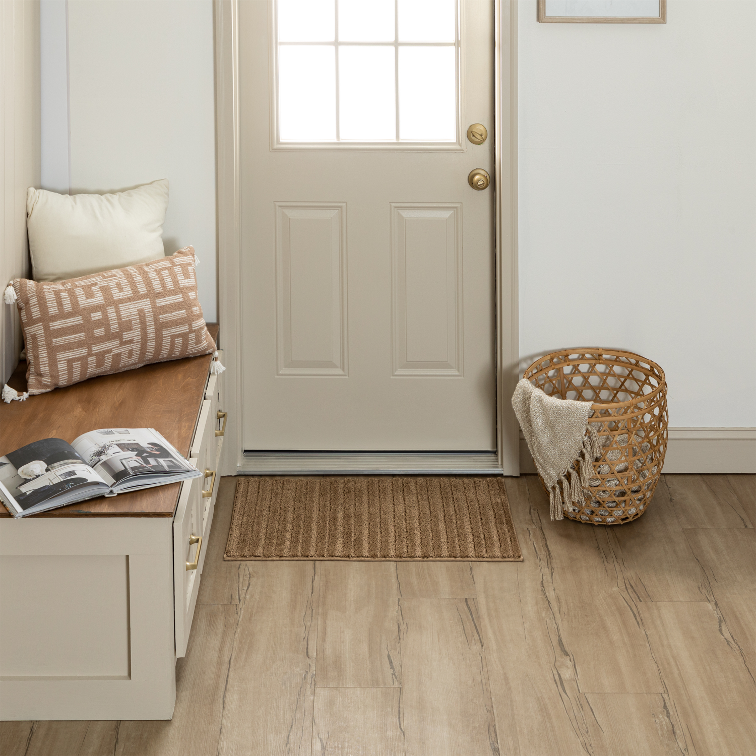 slide 2 of 3, Mohawk Enduring Stripe Scatter, 20in x 32in, Taupe, 1 ct