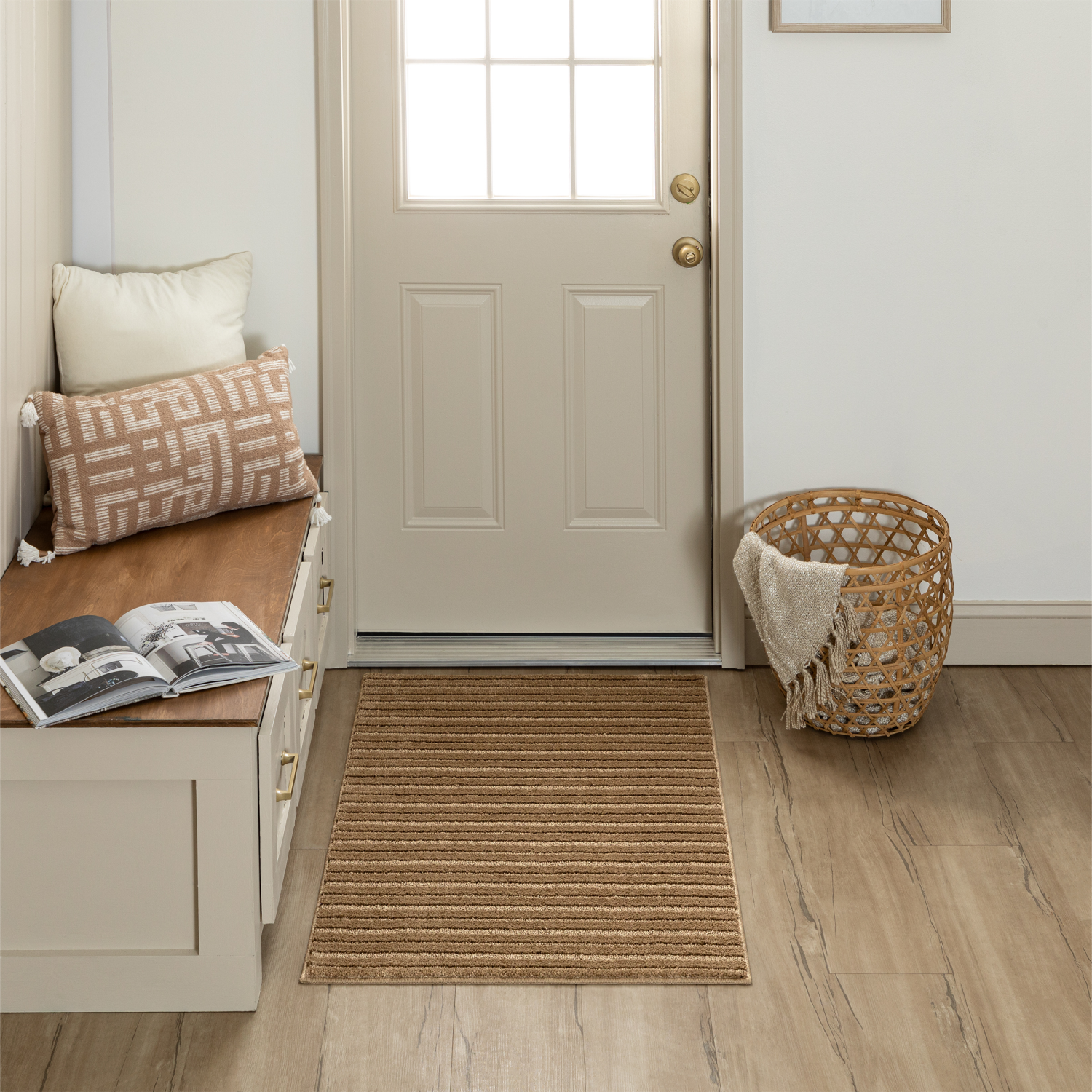 slide 2 of 3, Mohawk Enduring Stripe Scatter, 30in x 45in, Taupe, 1 ct