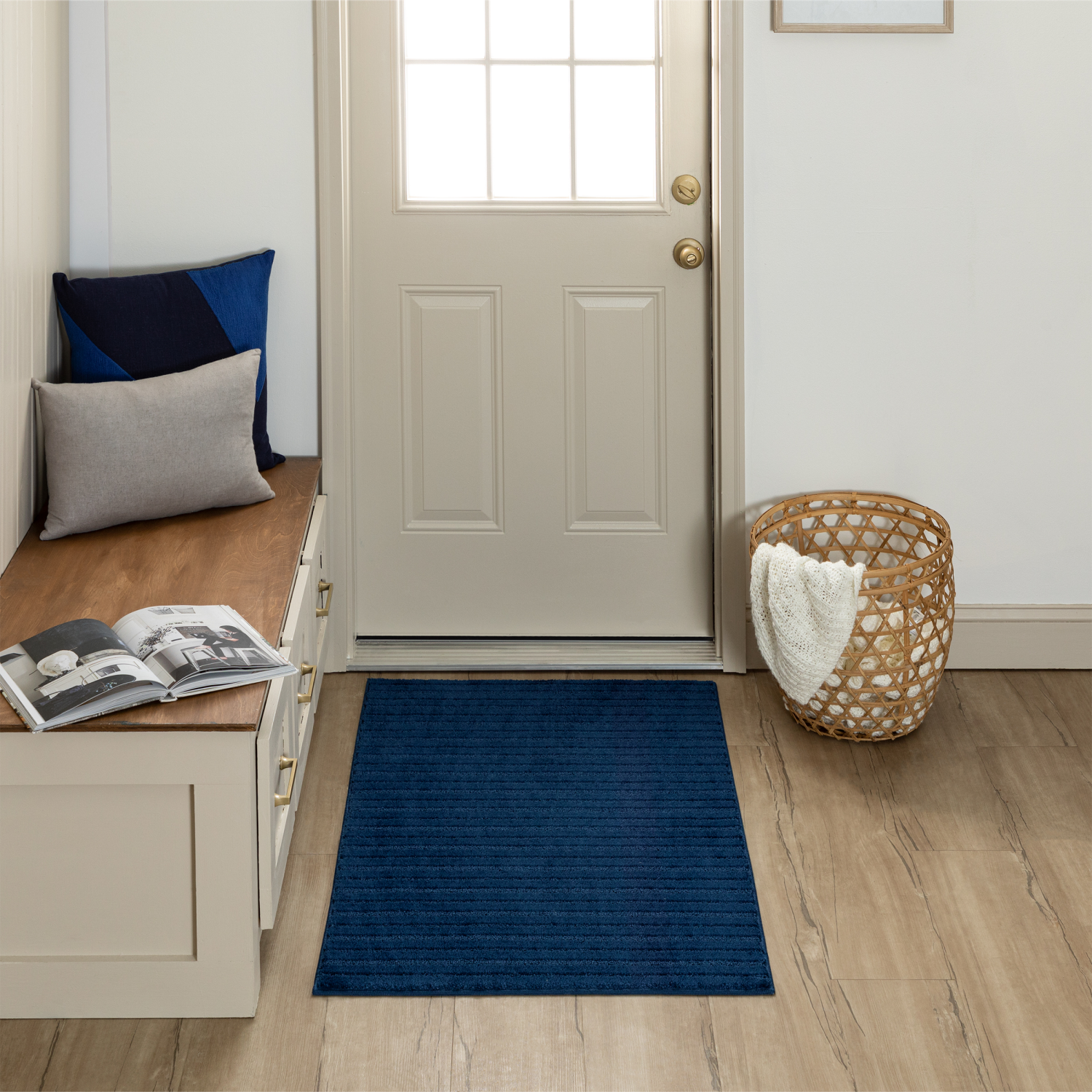 slide 2 of 3, Mohawk Enduring Stripe Scatter, 30in x 45in, Navy, 1 ct