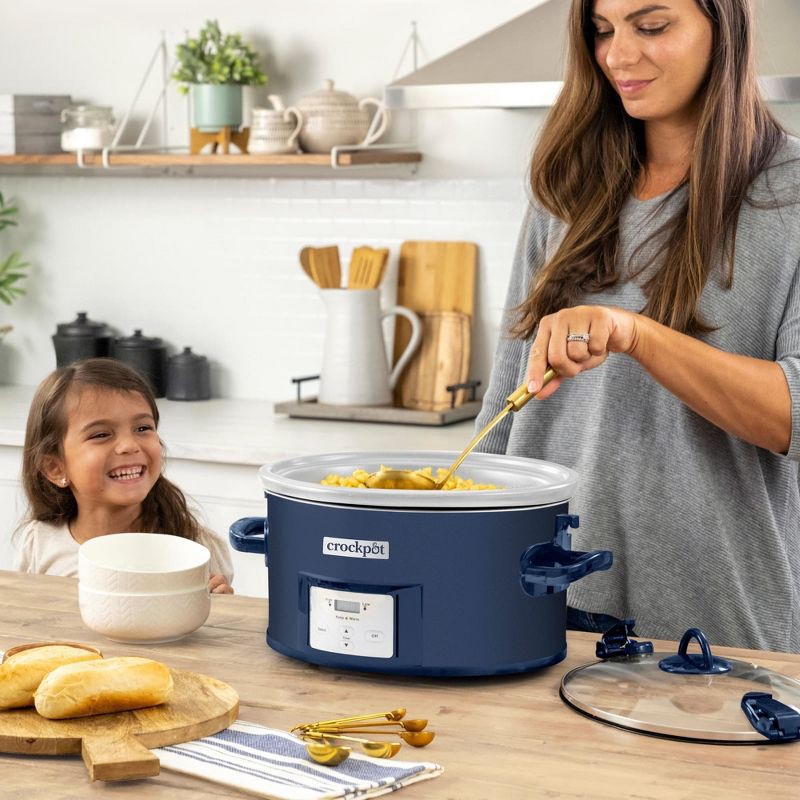 slide 2 of 7, Crock-Pot 7qt Cook & Carry One Touch Programmable Slow Cooker Poseidon Blue: Locking Lid, Dishwasher-Safe Parts, 7 qt