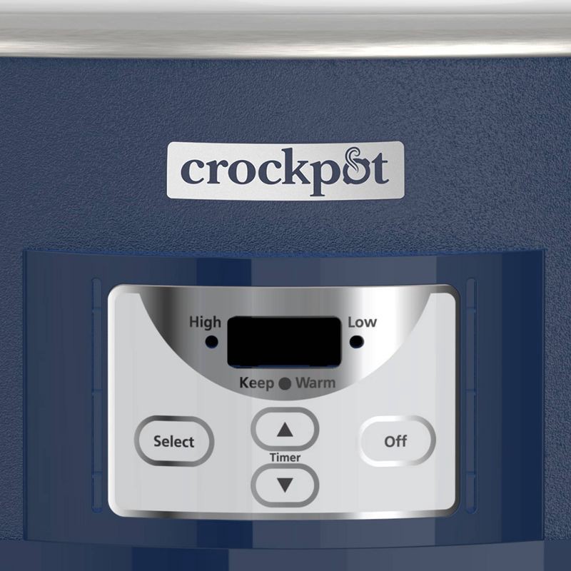 slide 3 of 7, Crock-Pot 7qt Cook & Carry One Touch Programmable Slow Cooker Poseidon Blue: Locking Lid, Dishwasher-Safe Parts, 7 qt