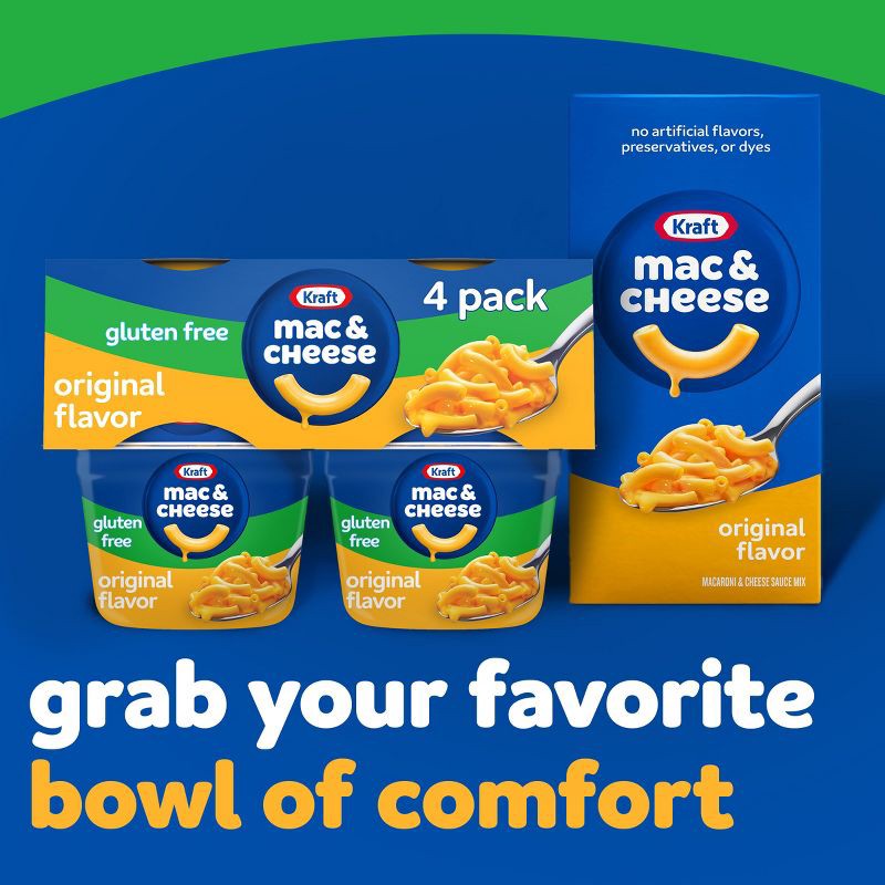 slide 8 of 10, Kraft Gluten Free Original Mac and Cheese Cups Easy Microwaveable Dinner - 7.6oz/4ct, 4 ct; 7.6 oz