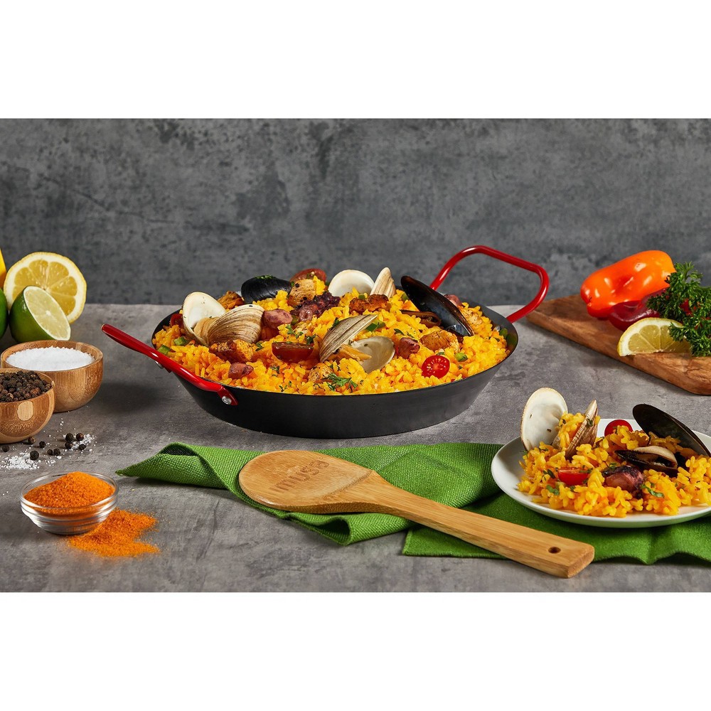 slide 4 of 7, IMUSA 10" Coated Nonstick Paella Pan with Red Handles, 1 ct