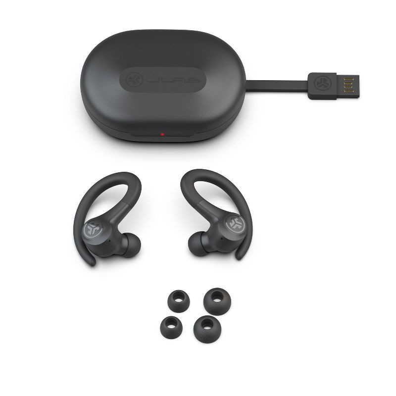 slide 6 of 9, JLab Go Air Sport True Wireless Bluetooth Earbuds - Black: Sweat-Resistant, Built-In Mic, 1 ct