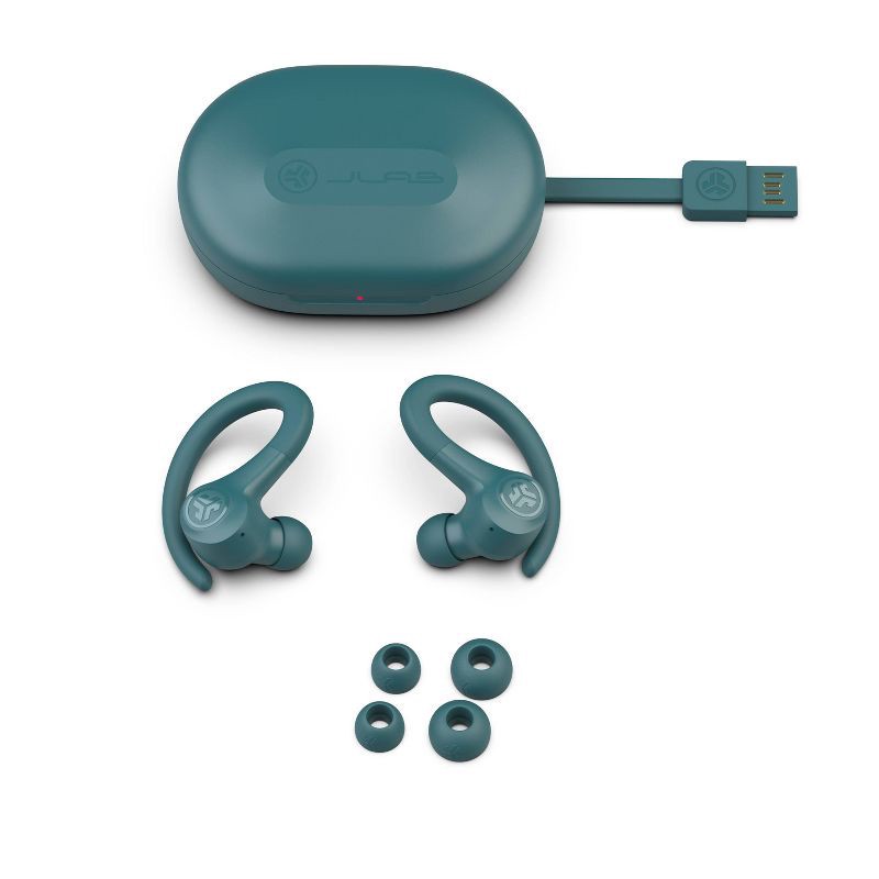 slide 6 of 9, JLab Go Air Sport True Wireless Bluetooth Earbuds - Teal: Sweat & Water Resistant, Built-In Mic, 1 ct
