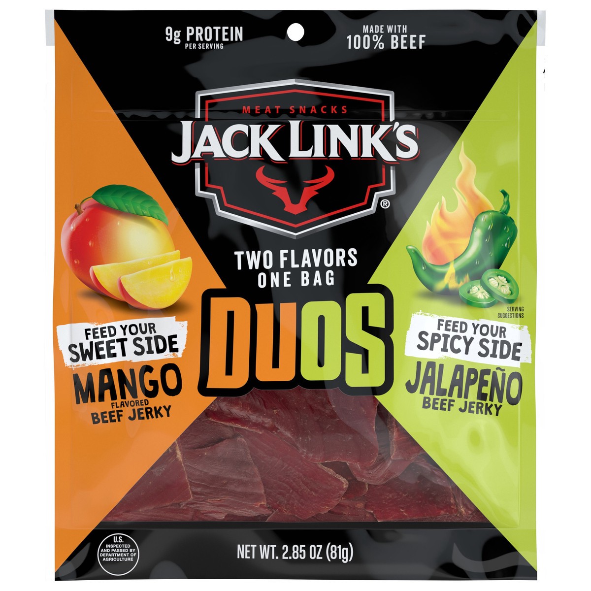 slide 1 of 13, Jack Link's Duos Mango/Jalapeno Beef Sticks 2.85 oz, 2.85 oz