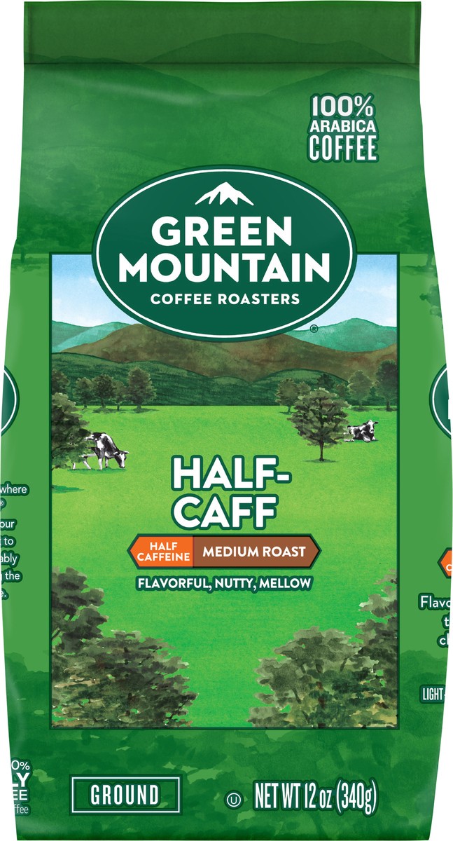 slide 4 of 7, Green Mountain Coffee Roasters Half-Caff Medium Roast Ground 100% Arabica Coffee 12 oz, 12 oz