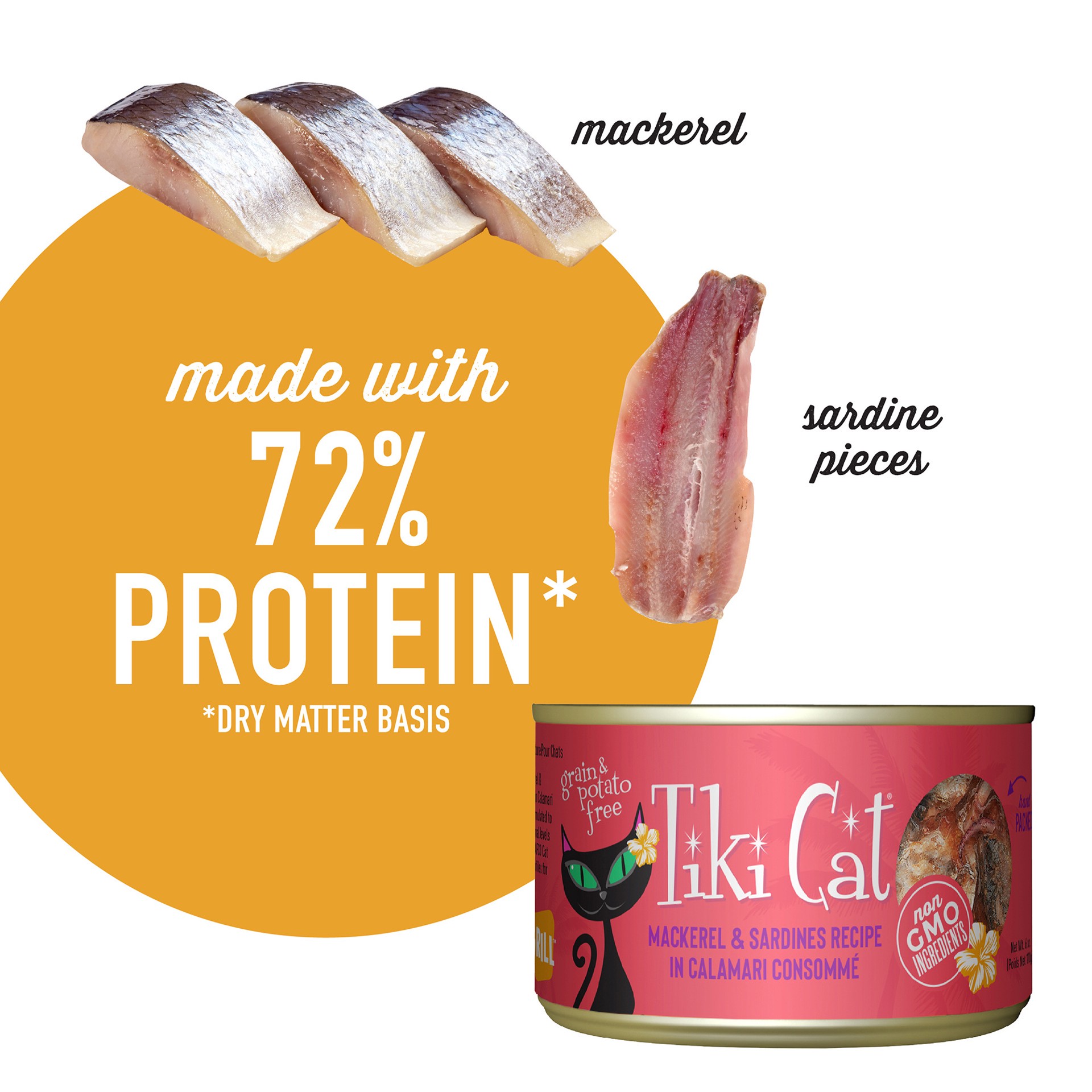 slide 6 of 7, Tiki Cat Grill Wet Cat Food, Mackerel & Sardines, 6 oz. Can, 6 ct