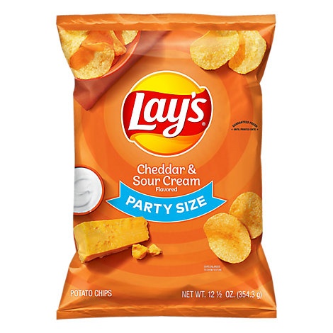 slide 1 of 1, Lay's Potato Chips Cheddar & Sour Cream Party Size, 12.5 oz