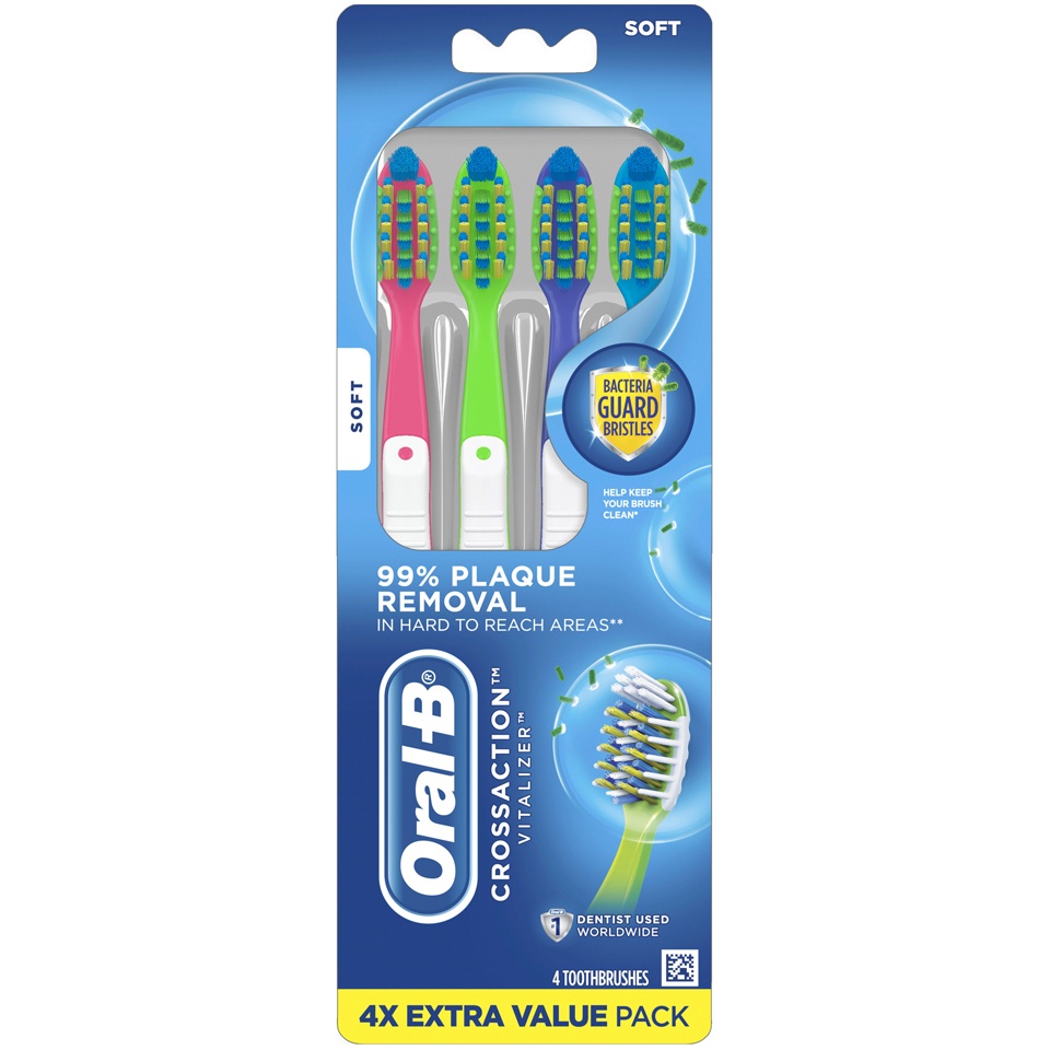 slide 1 of 3, Oral-B Prohealth Vitalizer Advanced Toothbrushes Soft, 4 ct