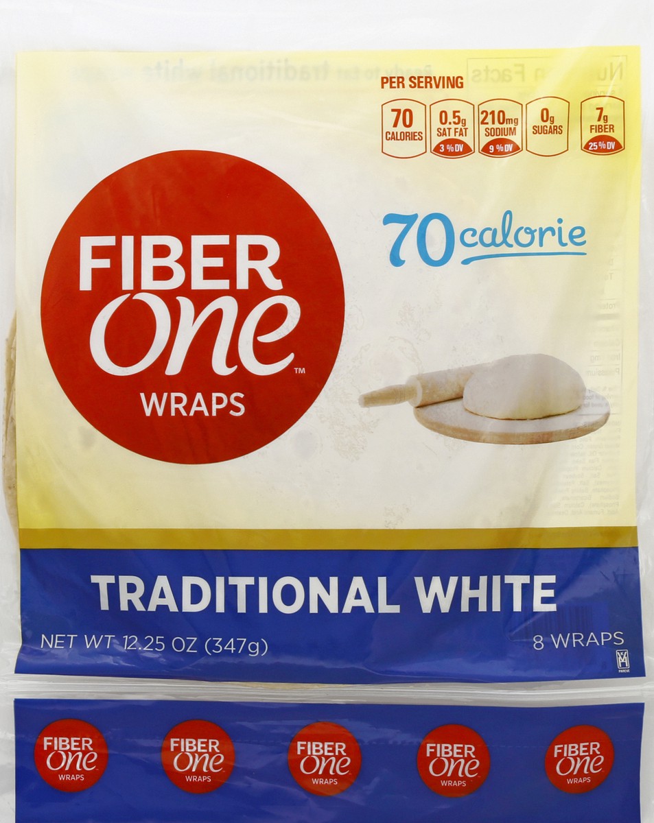 slide 8 of 8, Fiber One Wraps, Traditional White, 8 ct