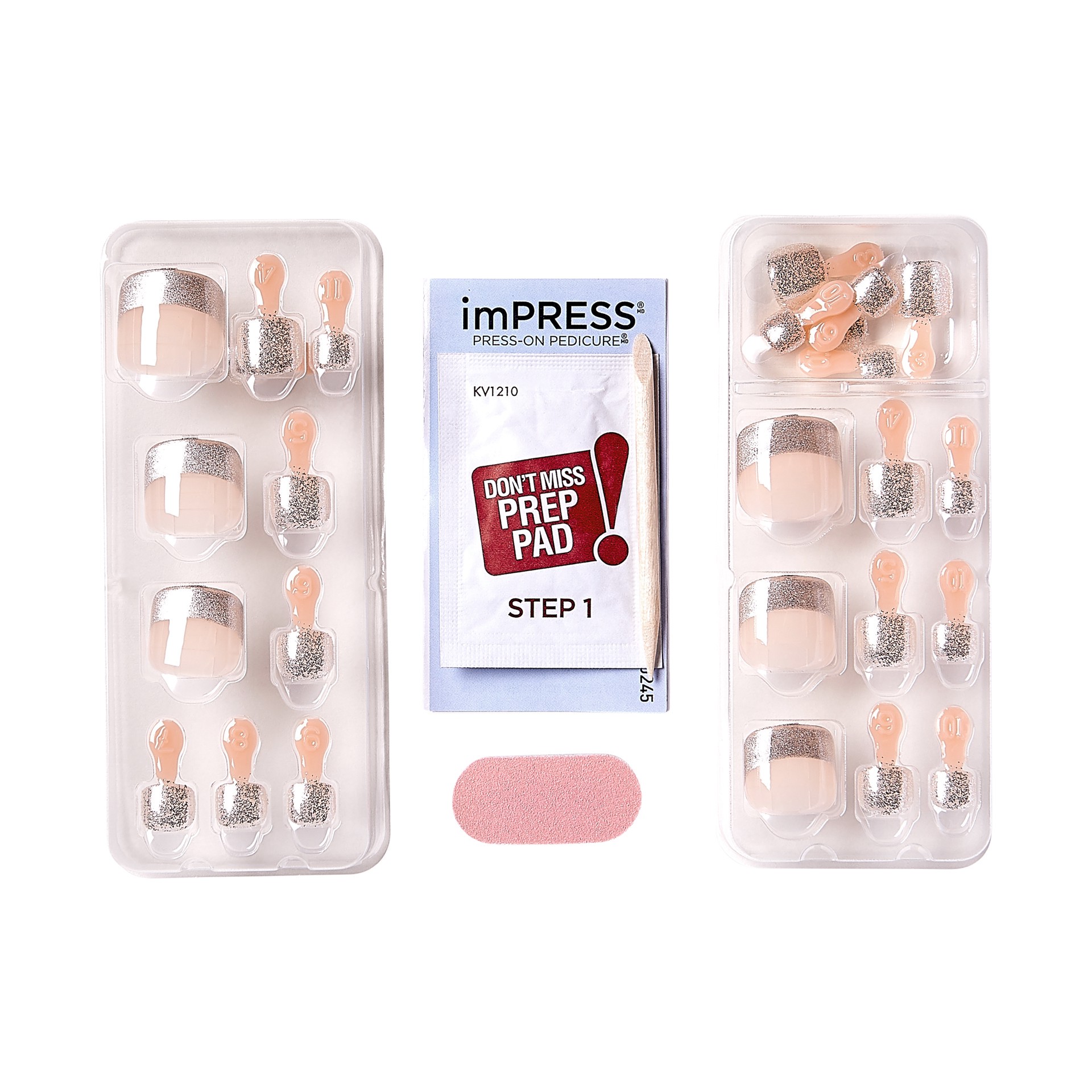 slide 2 of 5, imPRESS KISS imPRESS Square Press-On Toenails, Neutral, 24 Pieces, 1 ct
