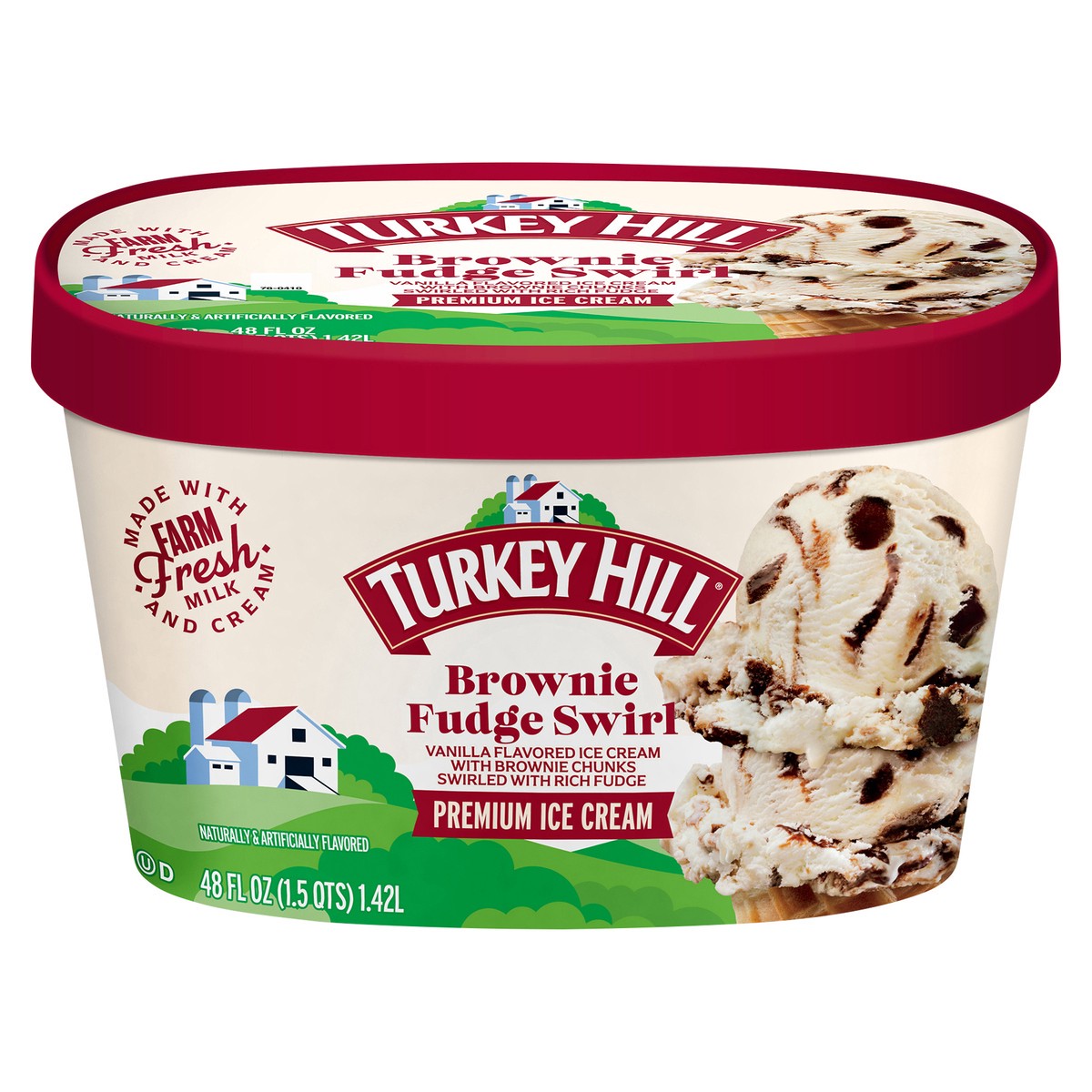 slide 1 of 2, Turkey Hill Brownie Fudge Swirl , 48 fl oz