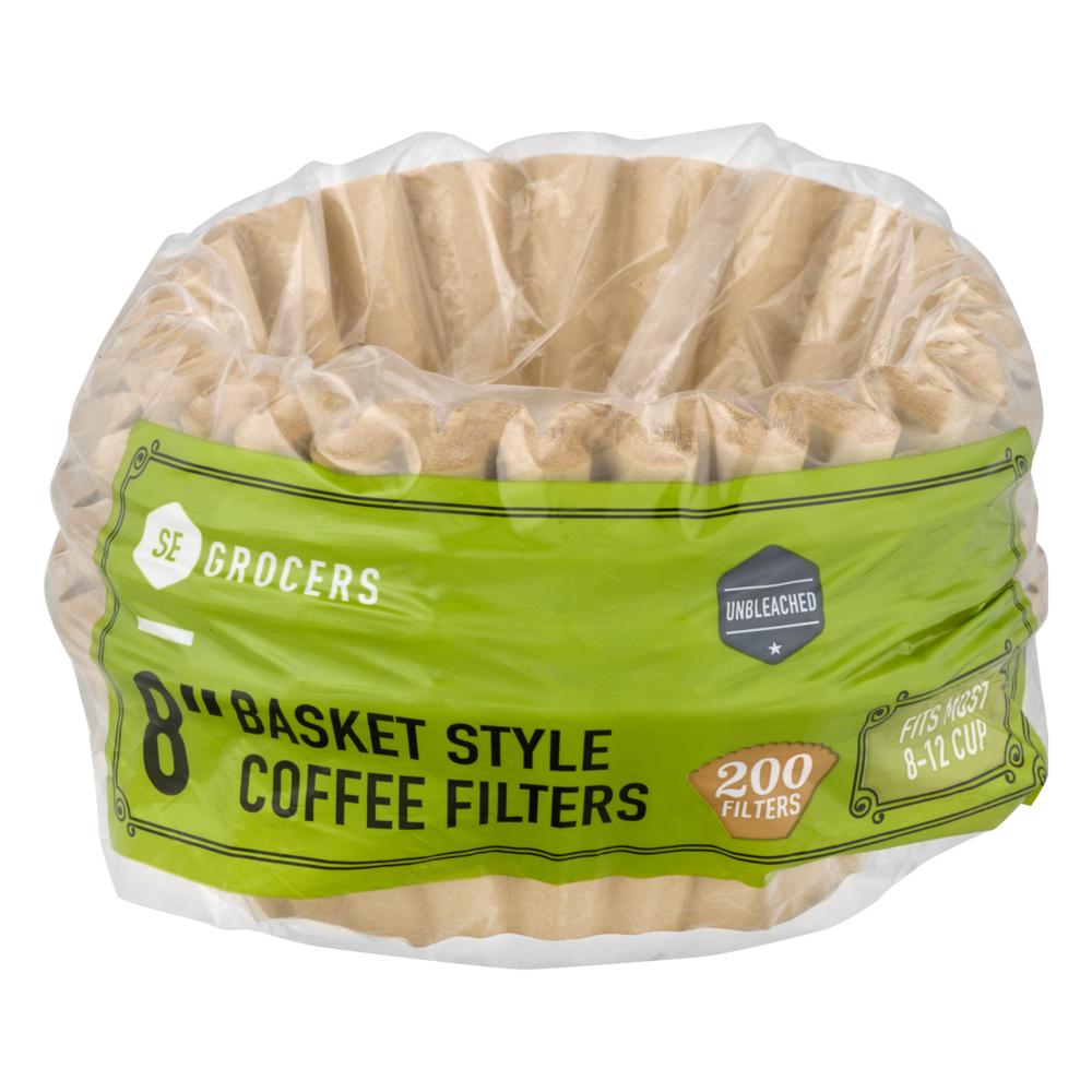 slide 1 of 1, SE Grocers Basket Style Coffee Filters Unbleached - 200 ct, 200 ct