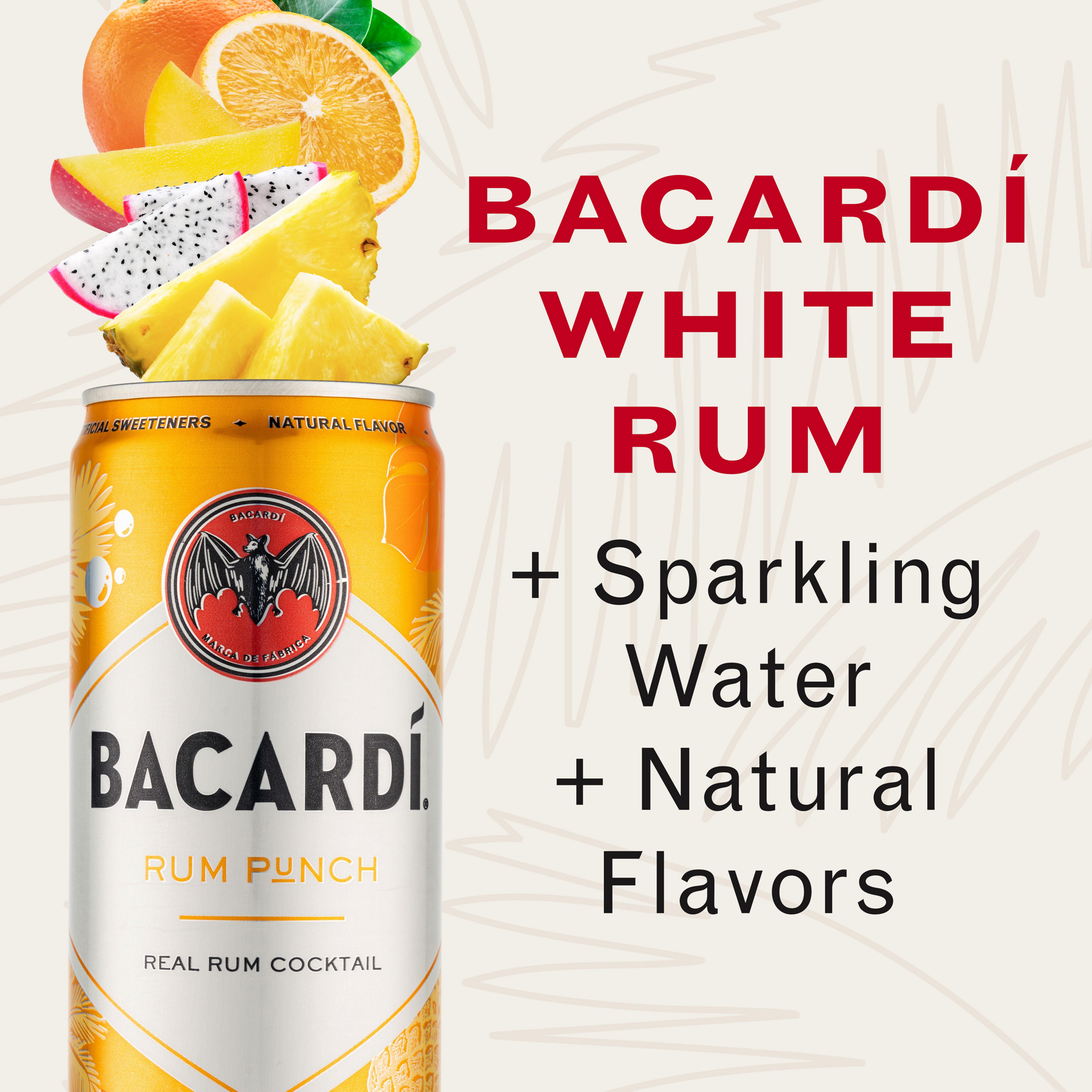slide 3 of 5, Bacardí Bacardi Rum Punch Ready To Drink Real Rum Cocktail, Gluten Free 5.9% 35.5Cl/355Ml, 12 oz