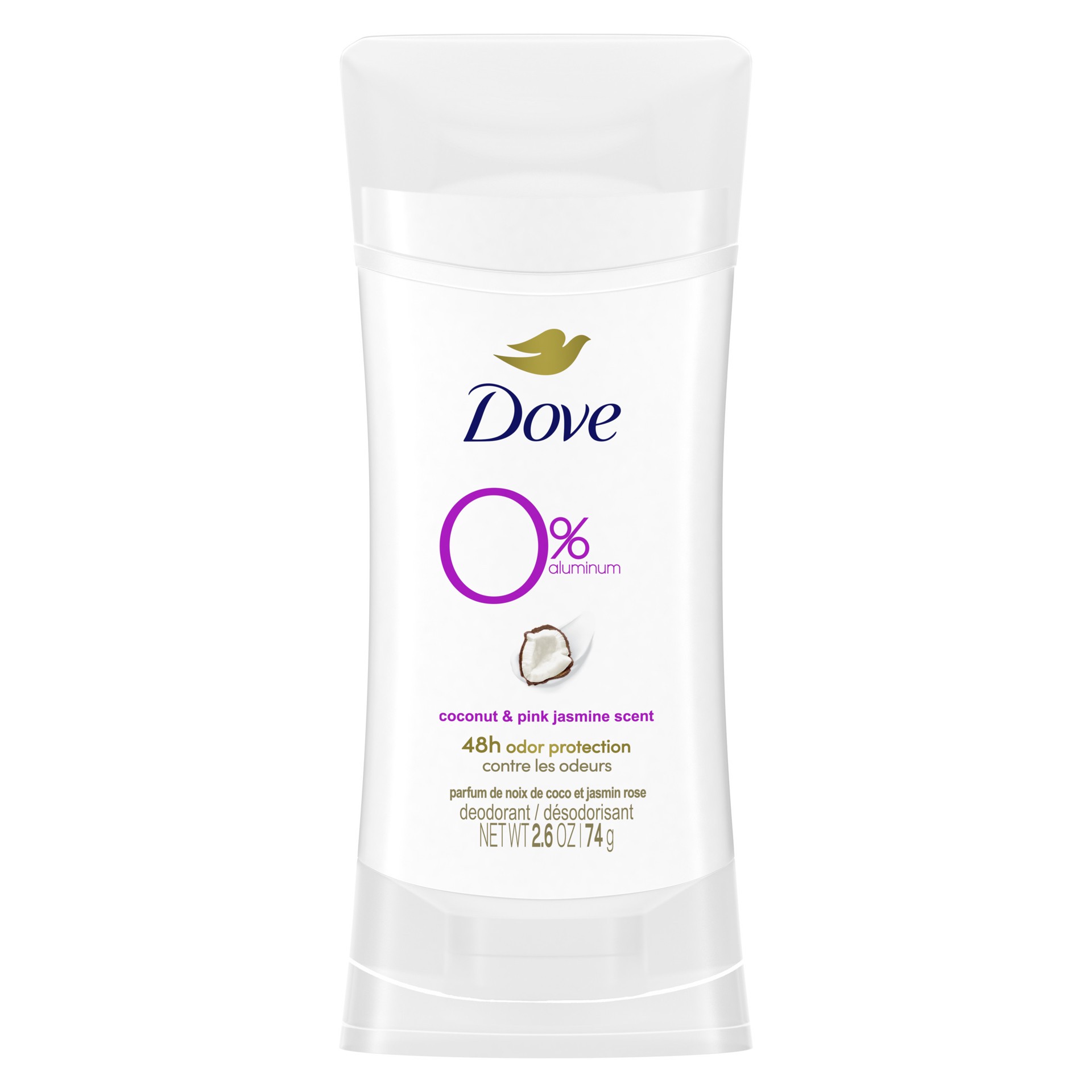 slide 1 of 10, Dove 0% Aluminum Deodorant Stick Coconut and Pink Jasmine, 2.6 oz, 2.6 oz