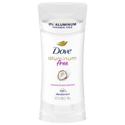Dove 0% Aluminum Deodorant Stick Coconut and Pink Jasmine, 2.6 oz